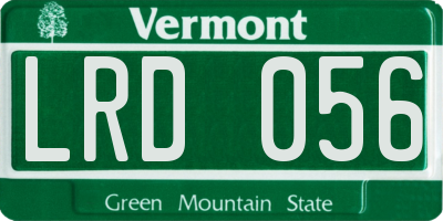 VT license plate LRD056