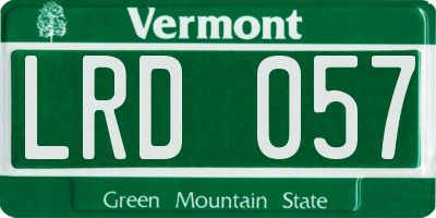 VT license plate LRD057