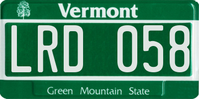 VT license plate LRD058