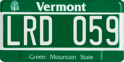 VT license plate LRD059