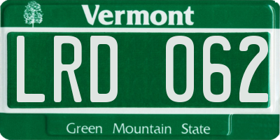 VT license plate LRD062