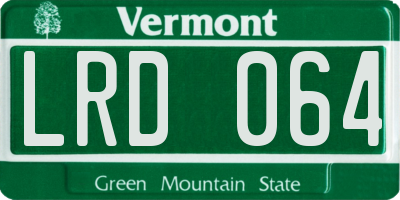 VT license plate LRD064