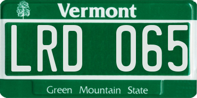 VT license plate LRD065