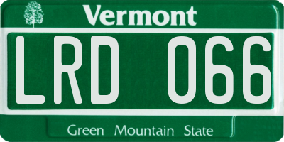 VT license plate LRD066