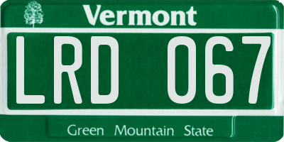 VT license plate LRD067