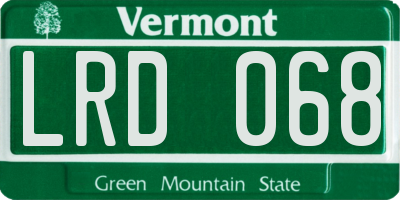VT license plate LRD068
