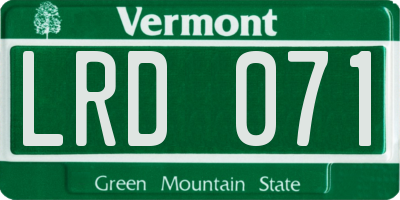 VT license plate LRD071