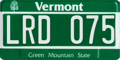 VT license plate LRD075