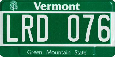 VT license plate LRD076