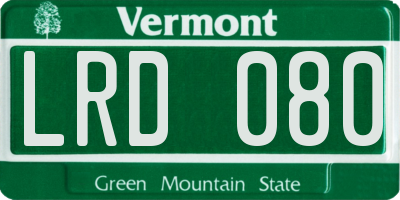 VT license plate LRD080