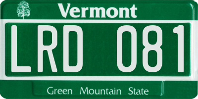VT license plate LRD081