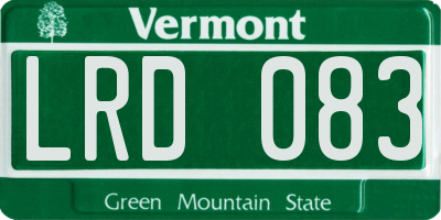 VT license plate LRD083