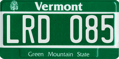 VT license plate LRD085