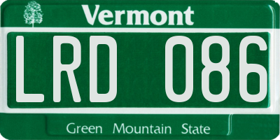 VT license plate LRD086