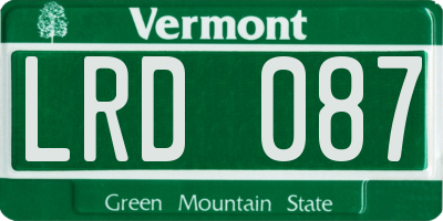VT license plate LRD087