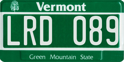 VT license plate LRD089