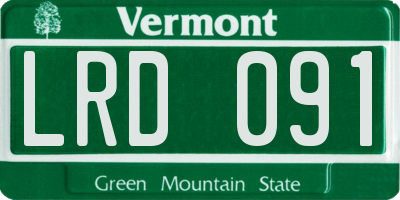 VT license plate LRD091