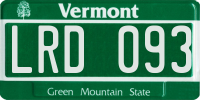 VT license plate LRD093