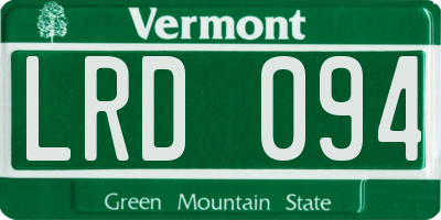 VT license plate LRD094