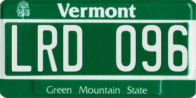 VT license plate LRD096