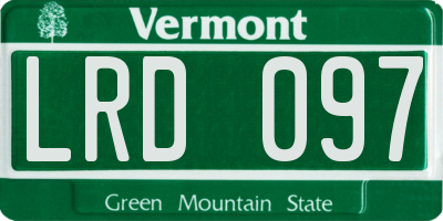VT license plate LRD097
