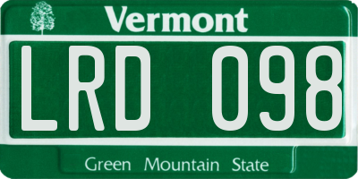 VT license plate LRD098