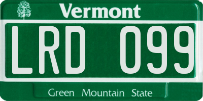 VT license plate LRD099