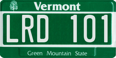 VT license plate LRD101