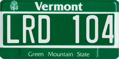 VT license plate LRD104