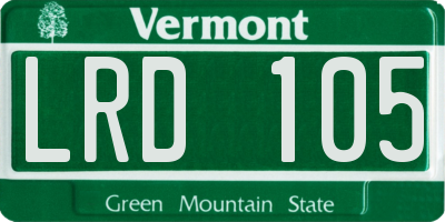 VT license plate LRD105
