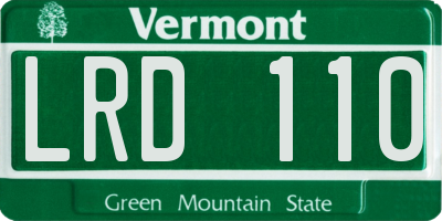 VT license plate LRD110