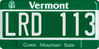 VT license plate LRD113