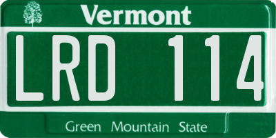 VT license plate LRD114