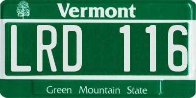 VT license plate LRD116