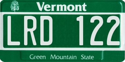 VT license plate LRD122
