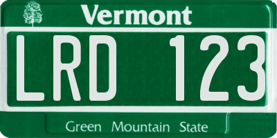 VT license plate LRD123