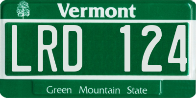 VT license plate LRD124