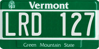 VT license plate LRD127
