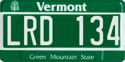 VT license plate LRD134