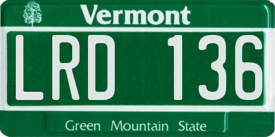 VT license plate LRD136