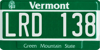 VT license plate LRD138