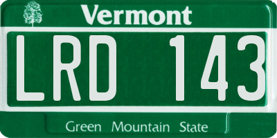 VT license plate LRD143