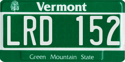 VT license plate LRD152