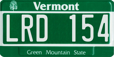 VT license plate LRD154