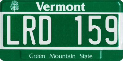 VT license plate LRD159
