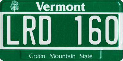 VT license plate LRD160
