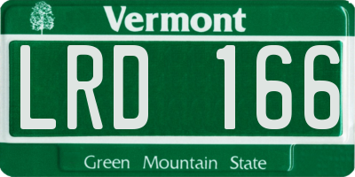 VT license plate LRD166