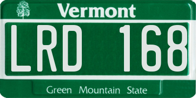 VT license plate LRD168