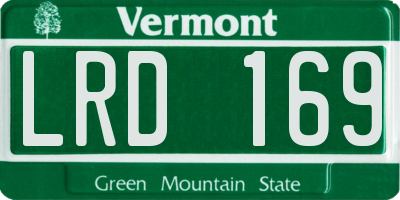 VT license plate LRD169
