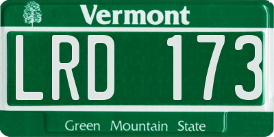 VT license plate LRD173